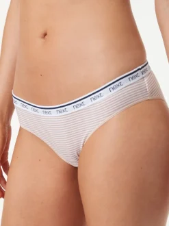 Onderbroeken*Next - 4 Katoenen slipjes met logotailleband Roze/blauw gestreept