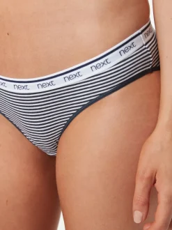 Onderbroeken*Next - 4 Katoenen slipjes met logotailleband Roze/blauw gestreept