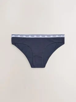 Onderbroeken*Next - 4 Katoenen slipjes met logotailleband Roze/blauw gestreept
