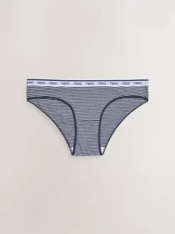 Onderbroeken*Next - 4 Katoenen slipjes met logotailleband Roze/blauw gestreept