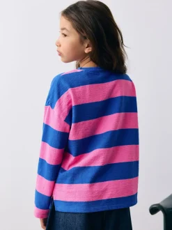 Tops|T-Shirts*Next - Getextureerde top met lange mouwen (3-16jr) Roze/blauw gestreept