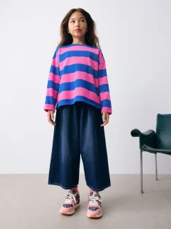Tops|T-Shirts*Next - Getextureerde top met lange mouwen (3-16jr) Roze/blauw gestreept