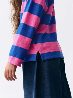 Tops|T-Shirts*Next - Getextureerde top met lange mouwen (3-16jr) Roze/blauw gestreept