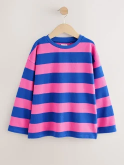 Tops|T-Shirts*Next - Getextureerde top met lange mouwen (3-16jr) Roze/blauw gestreept