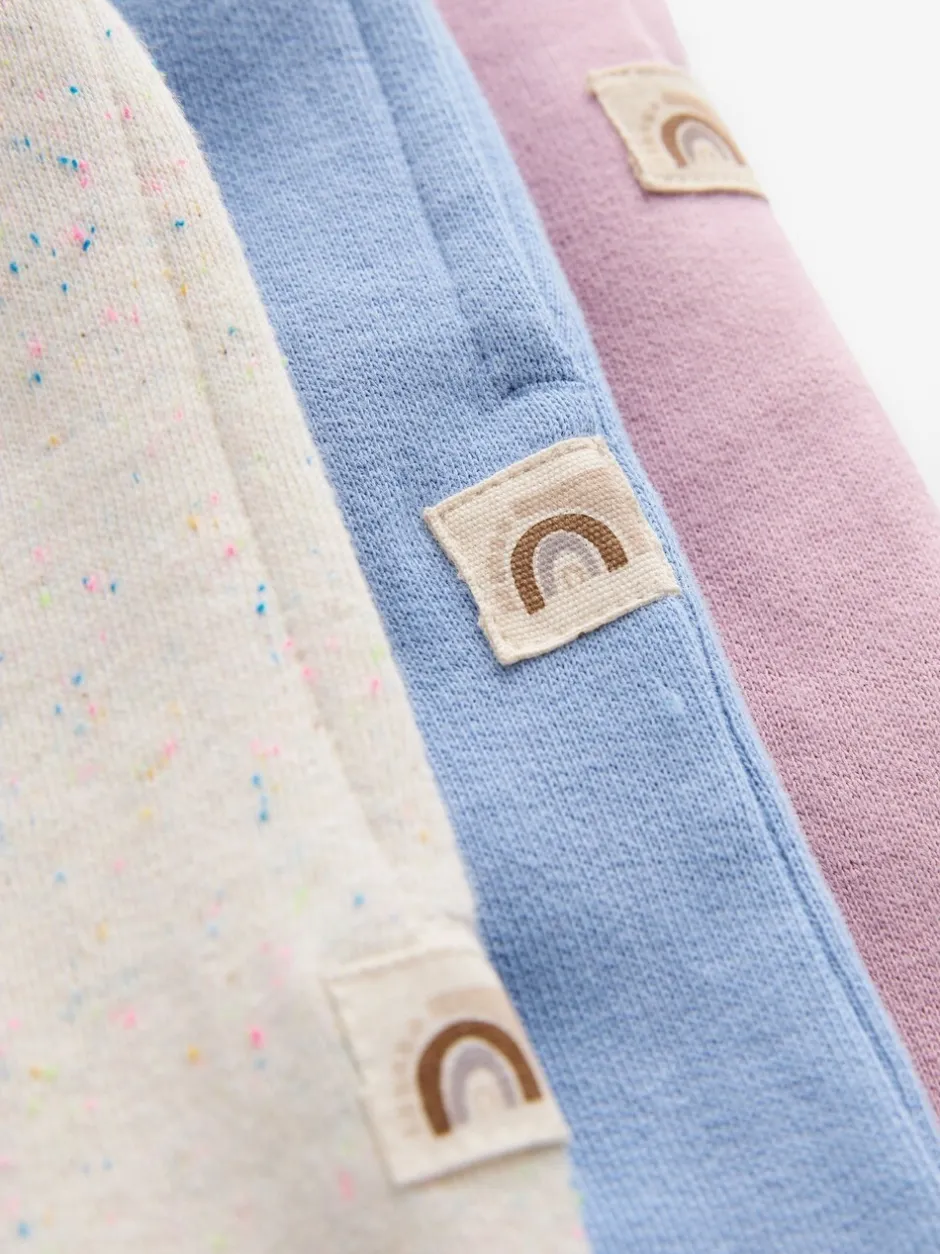 Jeans En Joggingbroeken|Next - Set van 3 joggingbroeken met wijde pijpen (3mnd-7jr) Roze/blauw/beigebruin