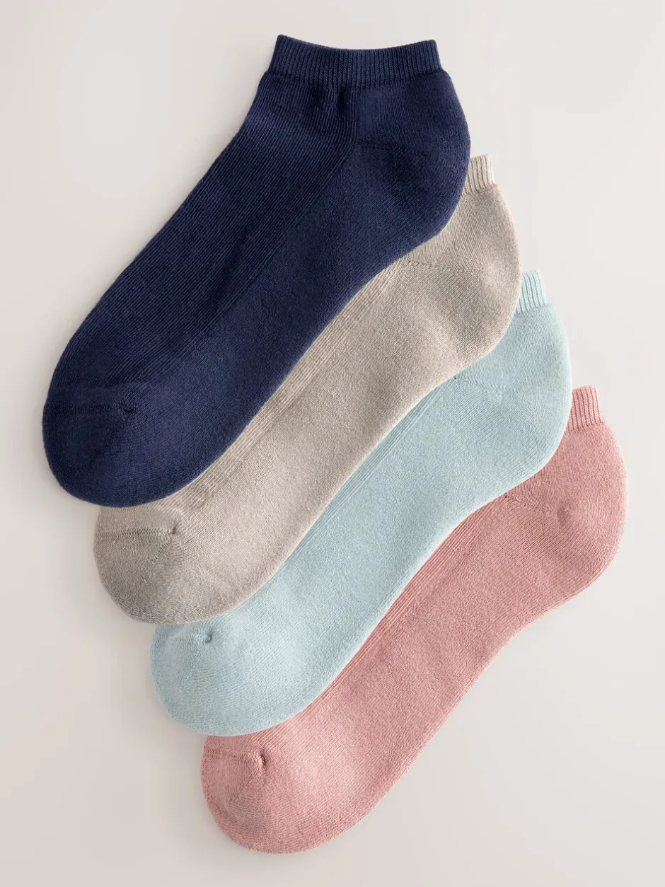 Sokken En Panty's|Sportkleding|Next - 4 paar sneakersokken met verdikte zool Roze/Blauw/Naturel