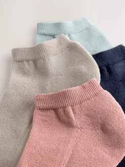 Sokken En Panty's|Sportkleding|Next - 4 paar sneakersokken met verdikte zool Roze/Blauw/Naturel