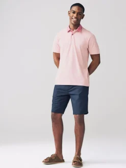 Poloshirts|Next Roze/blauw/wit geweven kraag - Set van 3 jersey poloshirts met korte mouwen