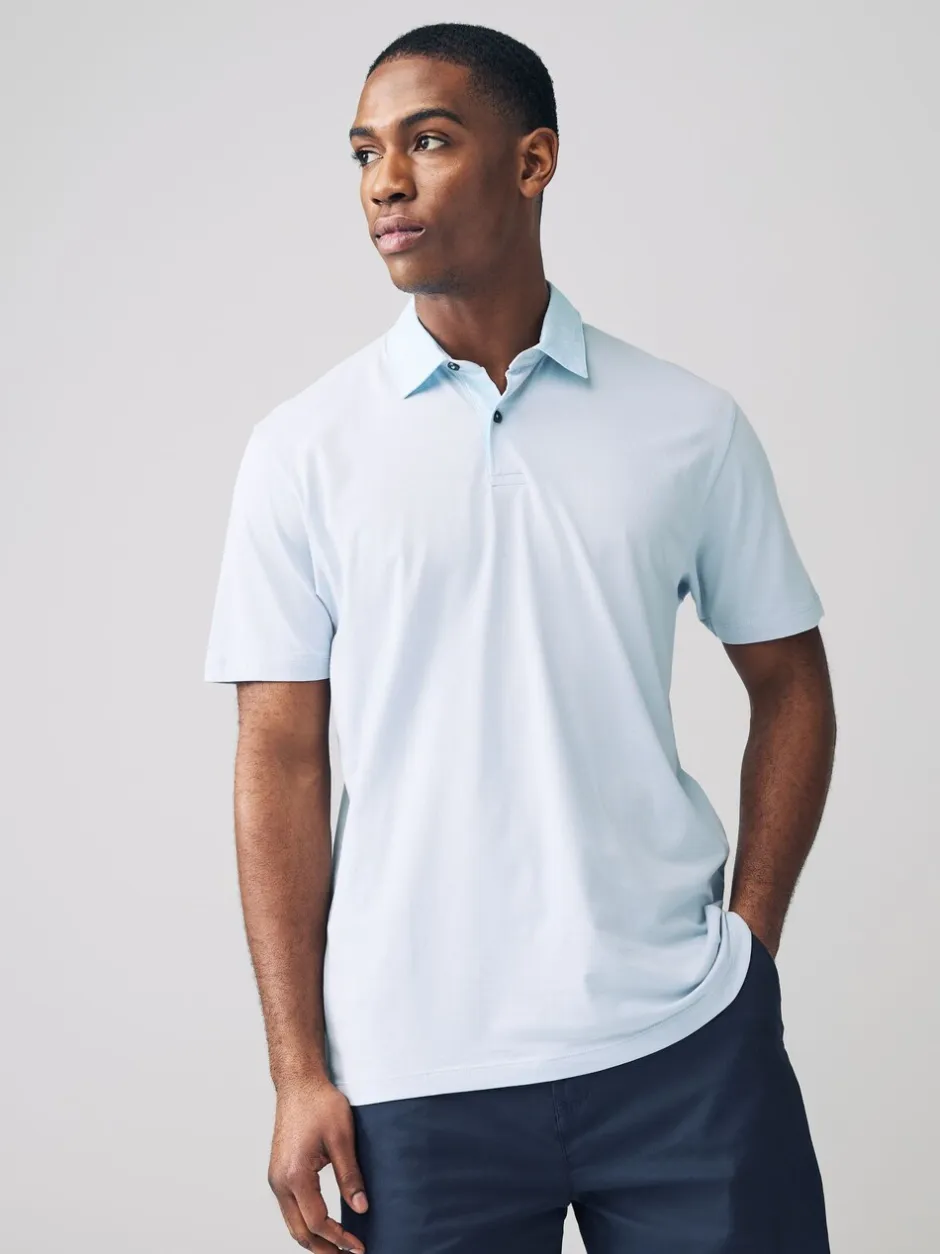 Poloshirts|Next Roze/blauw/wit geweven kraag - Set van 3 jersey poloshirts met korte mouwen