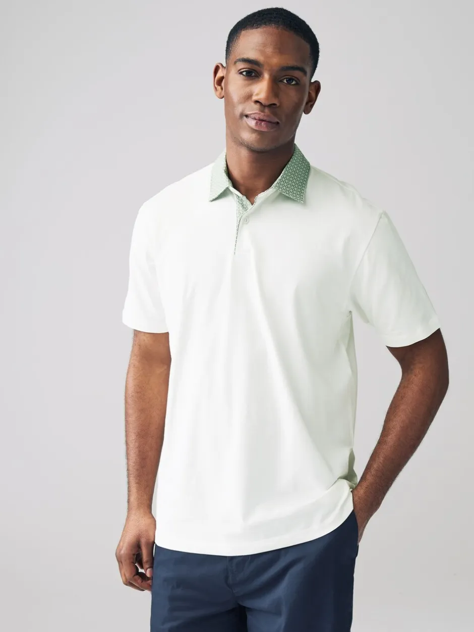 Poloshirts|Next Roze/blauw/wit geweven kraag - Set van 3 jersey poloshirts met korte mouwen
