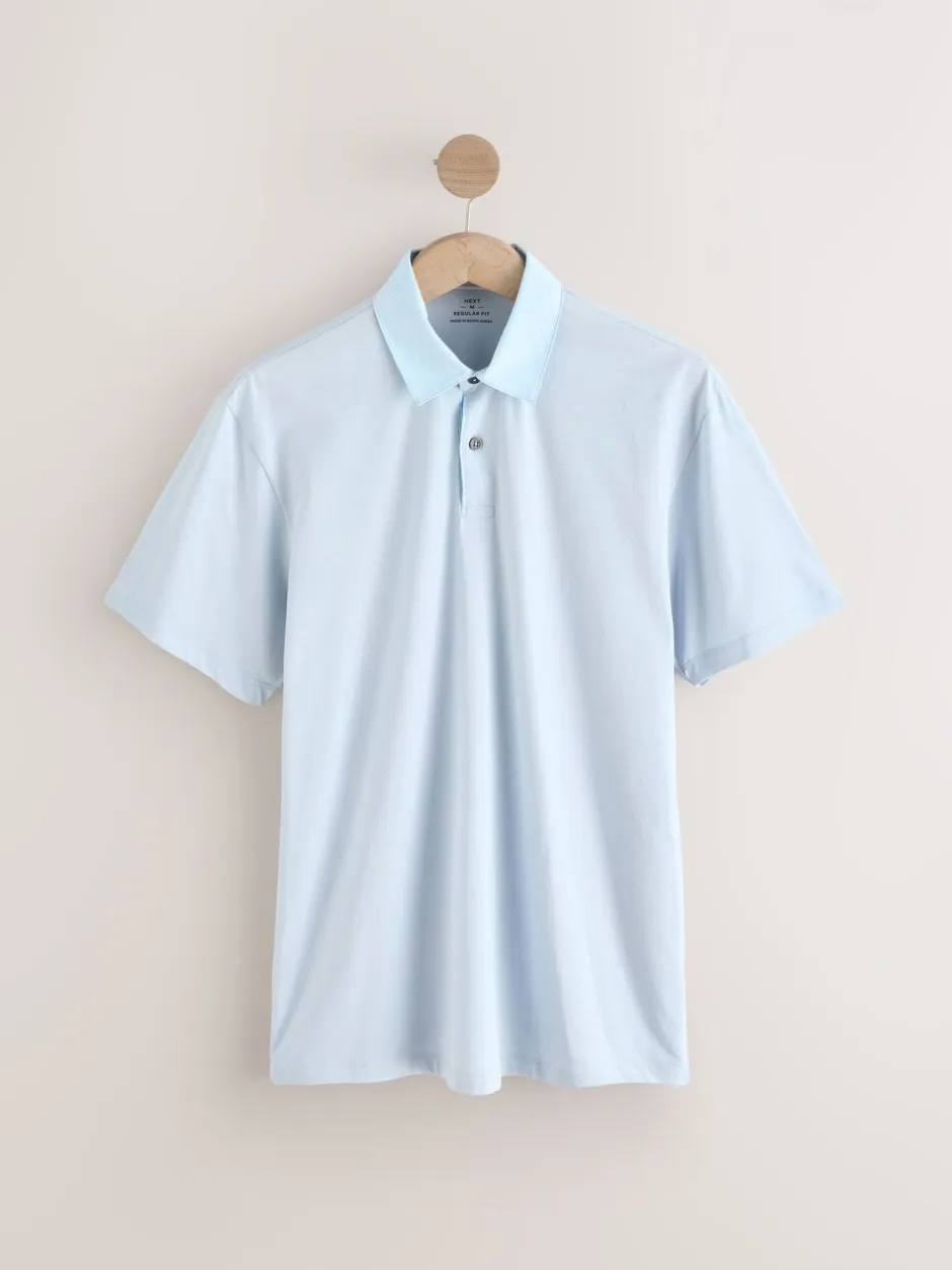 Poloshirts|Next Roze/blauw/wit geweven kraag - Set van 3 jersey poloshirts met korte mouwen