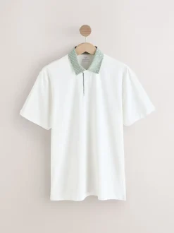 Poloshirts|Next Roze/blauw/wit geweven kraag - Set van 3 jersey poloshirts met korte mouwen