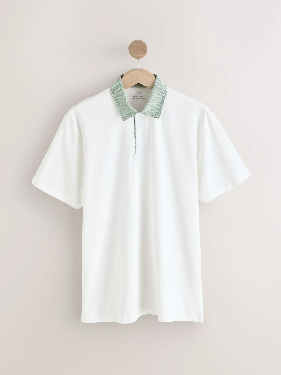 Poloshirts|Next Roze/blauw/wit geweven kraag - Set van 3 jersey poloshirts met korte mouwen