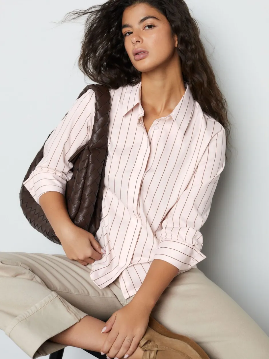 Blouses En Overhemden*Next Roze/bruin - Fitted Stretch Essential Long Sleeve Shirt