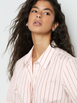 Blouses En Overhemden*Next Roze/bruin - Fitted Stretch Essential Long Sleeve Shirt