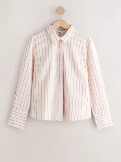 Blouses En Overhemden*Next Roze/bruin - Fitted Stretch Essential Long Sleeve Shirt