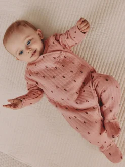 Babypakjes En Babypyjama's|Next Roze/crème - Quilted Baby Sleepsuits 2 Pack