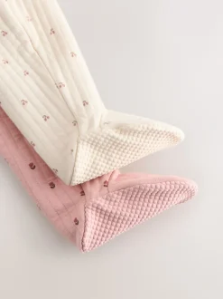 Babypakjes En Babypyjama's|Next Roze/crème - Quilted Baby Sleepsuits 2 Pack