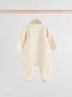 Babypakjes En Babypyjama's|Next Roze/crème - Quilted Baby Sleepsuits 2 Pack