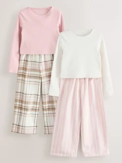 Nachtkleding En Pyjama's|Pyjama's*Next - Set van 2 geweven pyjamabroeken (3-16jr) Roze/crème