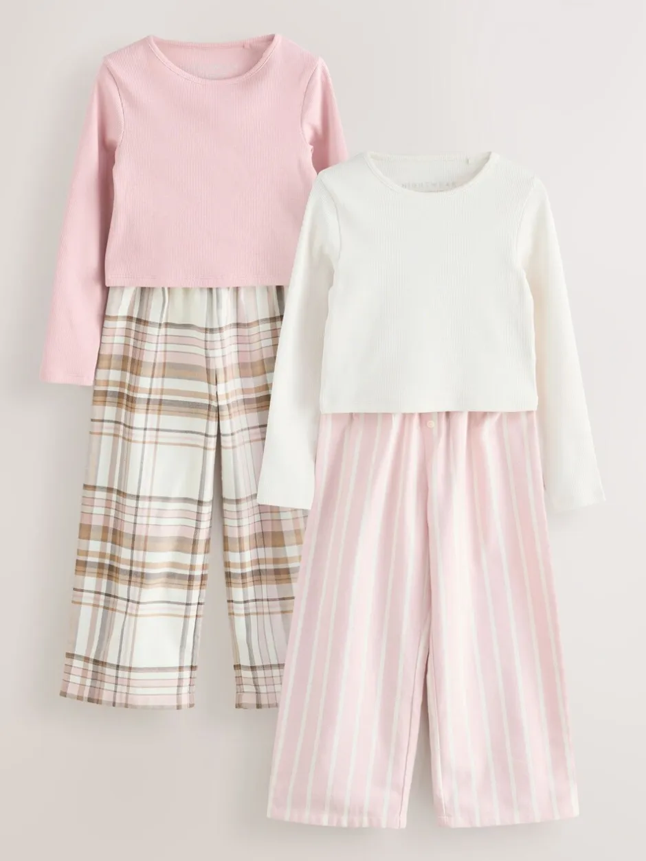 Nachtkleding En Pyjama's|Pyjama's*Next - Set van 2 geweven pyjamabroeken (3-16jr) Roze/crème