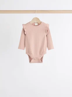 Rompertjes En Hemdjes*Next - Verpakking van 4 babyrompers met lange mouwen en ruches (0mnd-2jr) Roze/crème