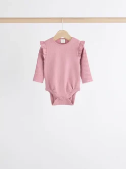 Rompertjes En Hemdjes*Next - Verpakking van 4 babyrompers met lange mouwen en ruches (0mnd-2jr) Roze/crème