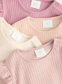 Rompertjes En Hemdjes*Next - Verpakking van 4 babyrompers met lange mouwen en ruches (0mnd-2jr) Roze/crème