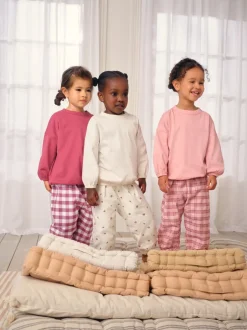 Nachtkleding En Pyjama's|Pyjama's*Next Roze/crème geruit - Verpakking van 3 pyjama's met geweven broek (9 mnd - 10 jr)