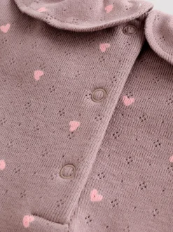 Rompertjes En Hemdjes*Next - Verpakking van 4 babyrompers met lange mouwen en ruches (0mnd-2jr) Roze/crème/bruin met fijne bloemetjesprint