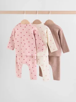 Tops|Sets En Combisets|Next Roze/crème/bruine print - 6 -delige set van top met lange mouwen en leggings (0mnd -3jr)