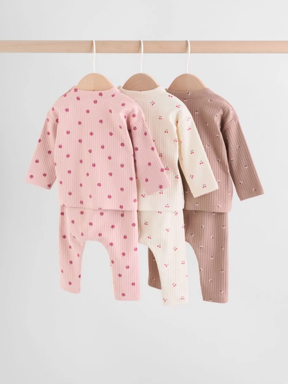 Tops|Sets En Combisets|Next Roze/crème/bruine print - 6 -delige set van top met lange mouwen en leggings (0mnd -3jr)