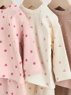 Tops|Sets En Combisets|Next Roze/crème/bruine print - 6 -delige set van top met lange mouwen en leggings (0mnd -3jr)