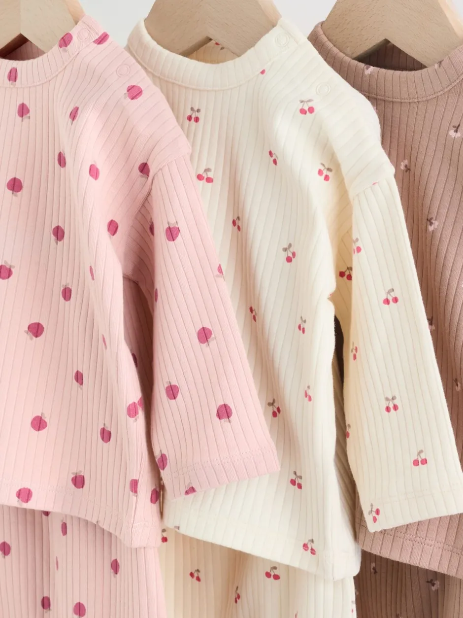 Tops|Sets En Combisets|Next Roze/crème/bruine print - 6 -delige set van top met lange mouwen en leggings (0mnd -3jr)