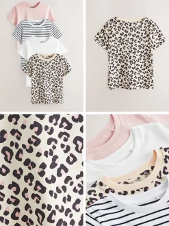Tops|T-Shirts*Next - T-shirts 4 Pack (3-16jr) Roze/gestreept/met dierenprint