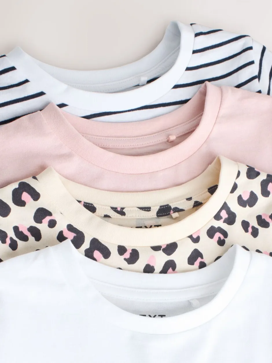 Tops|T-Shirts*Next - T-shirts 4 Pack (3-16jr) Roze/gestreept/met dierenprint