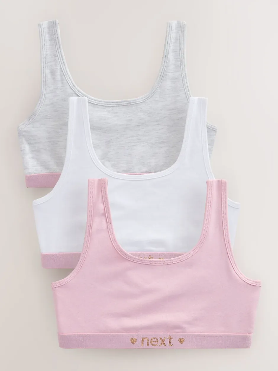 Alle Ondergoed*Next Roze/grijs - Set van 3 crop tops met diepe ronde hals (5 - 16 jr)