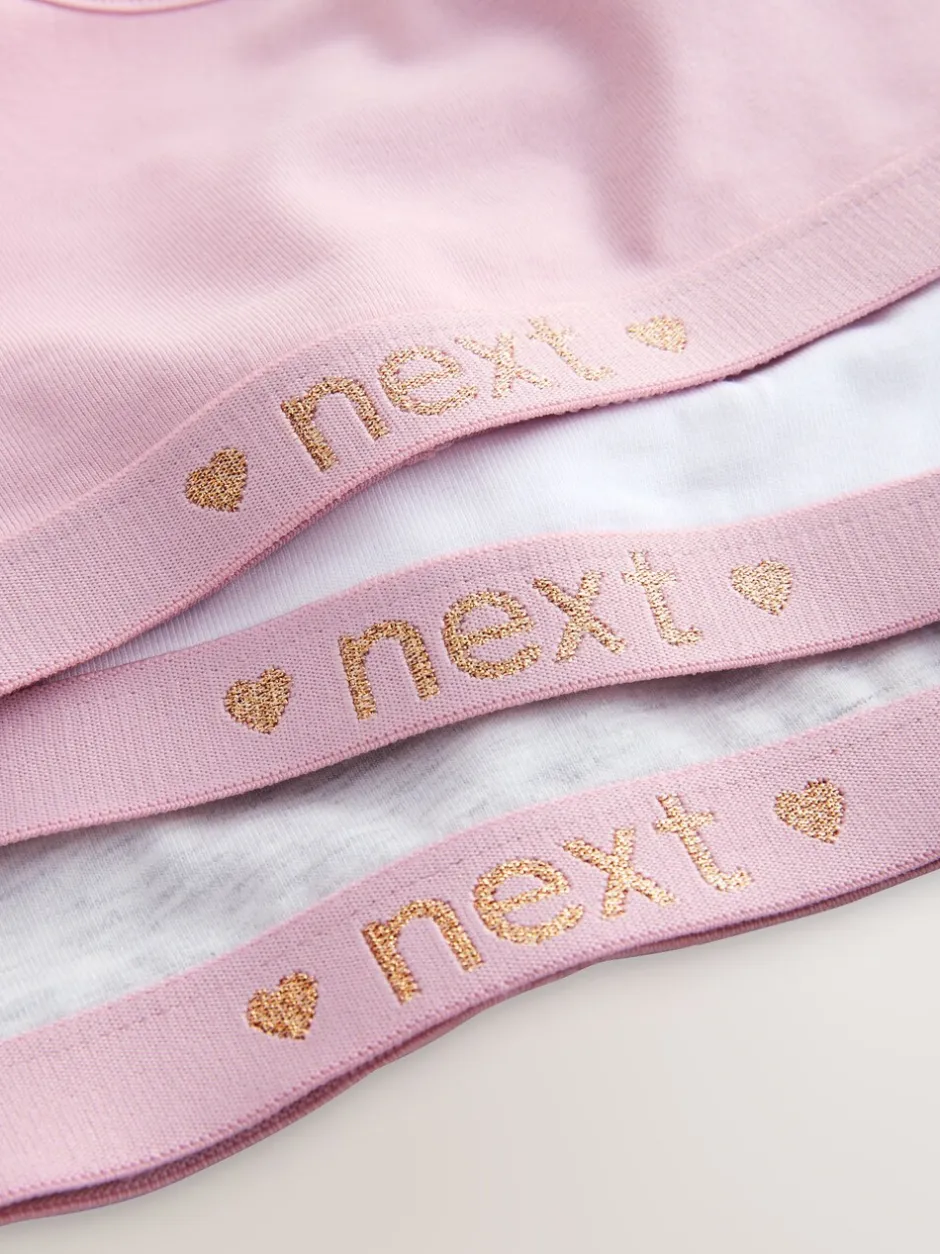 Alle Ondergoed*Next Roze/grijs - Set van 3 crop tops met diepe ronde hals (5 - 16 jr)