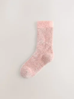 Sokken En Panty's*Next - 2 paar knusse fluwelen sokken Roze/grijs met glans