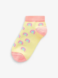 Sokken En Panty's|Sokken En Panty's*Next Roze/grijs/paars - Verpakking van 5 sneakersokken met eenhoornprint en hoog katoengehalte