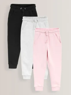 Broeken En Leggings|Next - Verpakking van 3 zachte jersey joggingbroeken met normale pasvorm (3-16jr) Roze/grijs/zwart