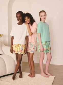 Nachtkleding En Pyjama's|Pyjama's|Next Roze/groen met bloemenprint - Set van 3 pyjama's met short (3-16 jr)
