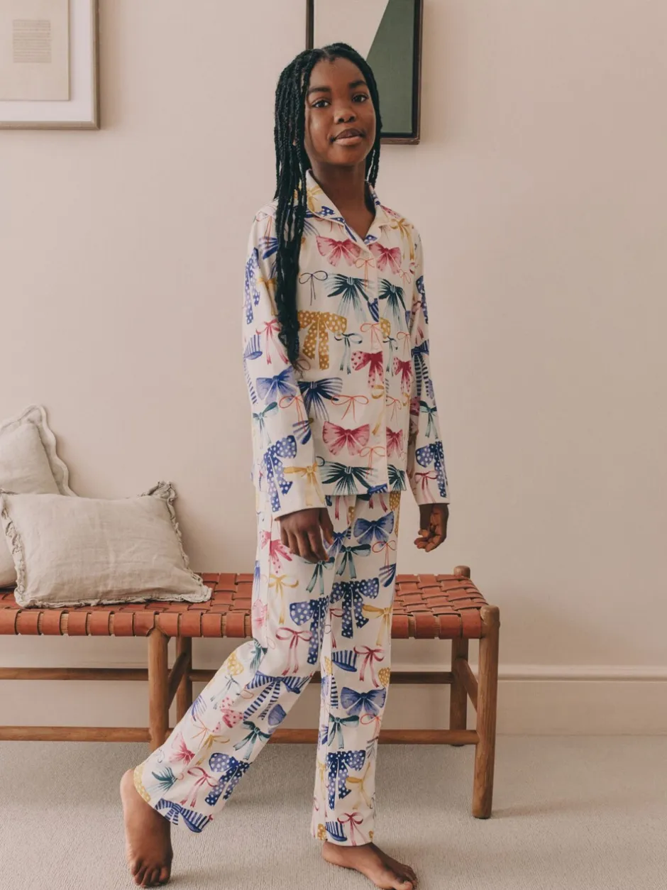 Nachtkleding En Pyjama's|Pyjama's*Next - Pyjama met knoopsluiting (3-16jr) Roze/Groene strikprint