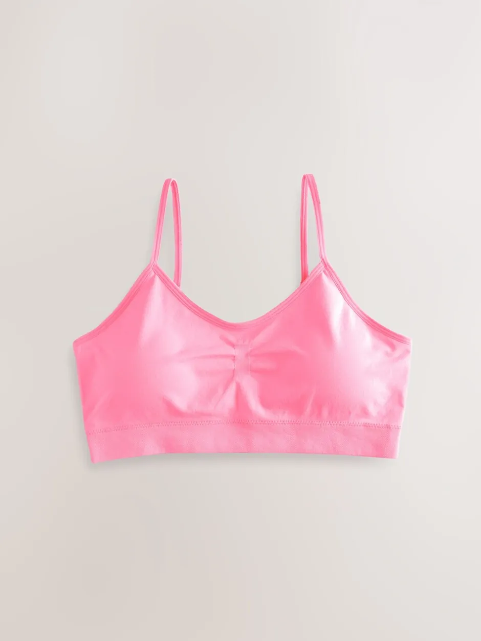 Alle Ondergoed|Next - Naadloze Cropped Tops 2 Pack met uitneembare, licht gewatteerde cups (7-16jaar) Roze/lila