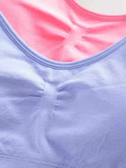 Alle Ondergoed|Next - Naadloze Cropped Tops 2 Pack met uitneembare, licht gewatteerde cups (7-16jaar) Roze/lila