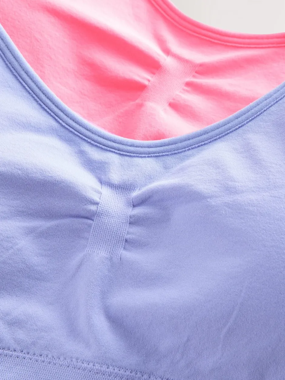 Alle Ondergoed|Next - Naadloze Cropped Tops 2 Pack met uitneembare, licht gewatteerde cups (7-16jaar) Roze/lila