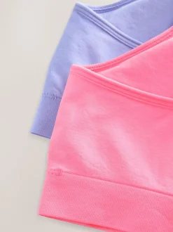 Alle Ondergoed|Next - Naadloze Cropped Tops 2 Pack met uitneembare, licht gewatteerde cups (7-16jaar) Roze/lila