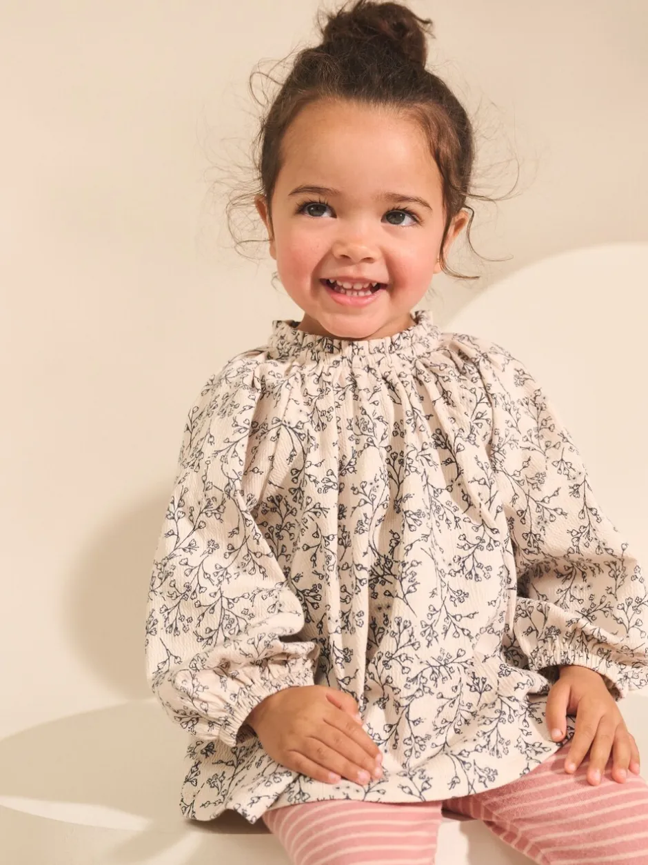Tops|T-Shirts|Next - Geborduurde tops met lange mouwen (3mnd -7jr) Roze/naturel