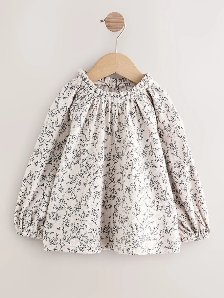 Tops|T-Shirts|Next - Geborduurde tops met lange mouwen (3mnd -7jr) Roze/naturel