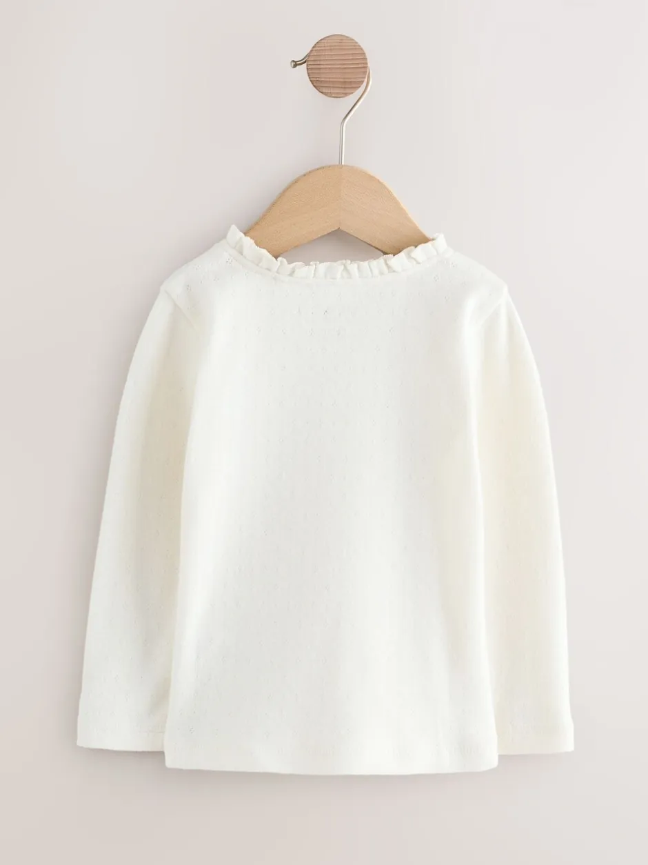 Tops|T-Shirts|Next - Geborduurde tops met lange mouwen (3mnd -7jr) Roze/naturel